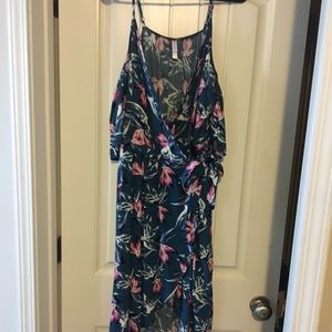 Wrap around cold shoulder dress